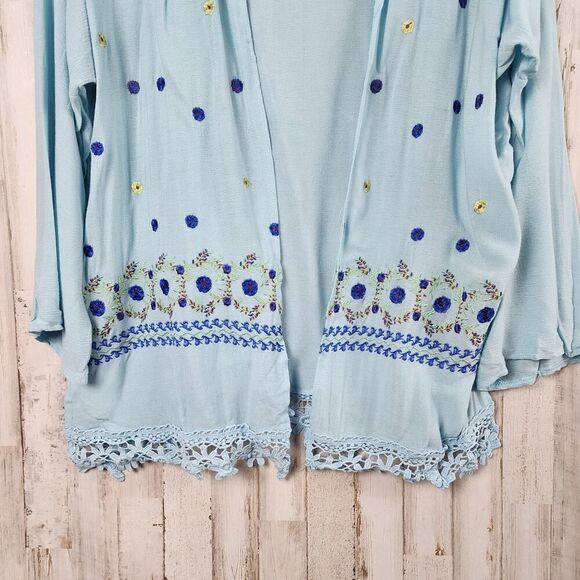MissLook Floral Embroidered Lace Cardigan Blue Size XL - Picture 5 of 12